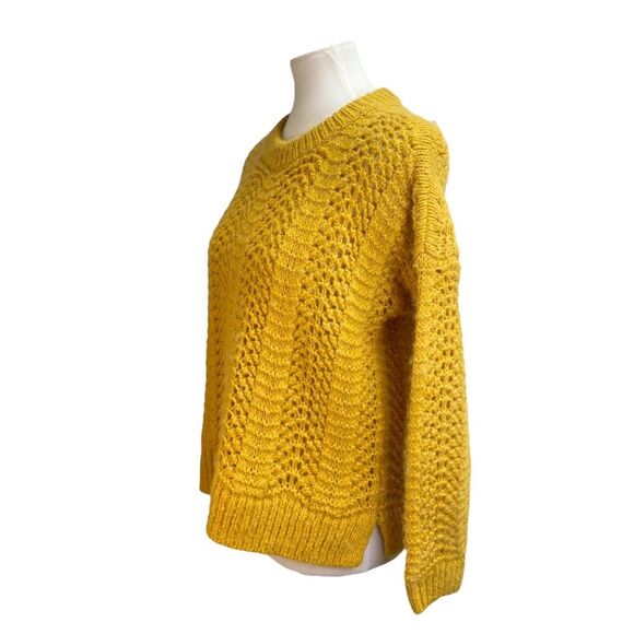 Madewell Windemere Pointelle Pullover Sweater. Alpaca wool blend yellow golden - Picture 5 of 16